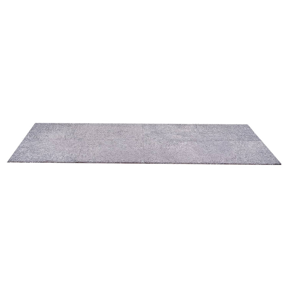 Gray carpet tile with textured surface and flat, straight edges