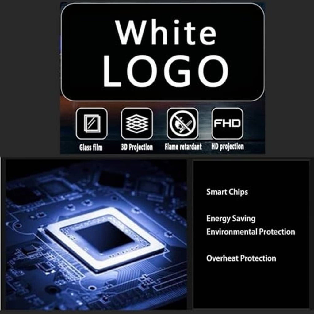 White logo door light projector and smart chip features panel