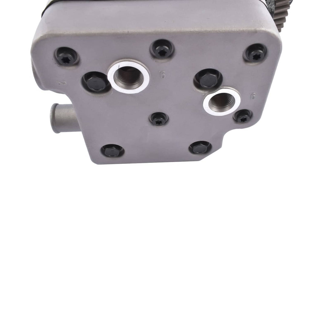 Air compressor end cover with screw holes and two threaded ports
