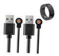 Magnetic smart ring charger cables, black USB-A leads with round magnetic charging pins