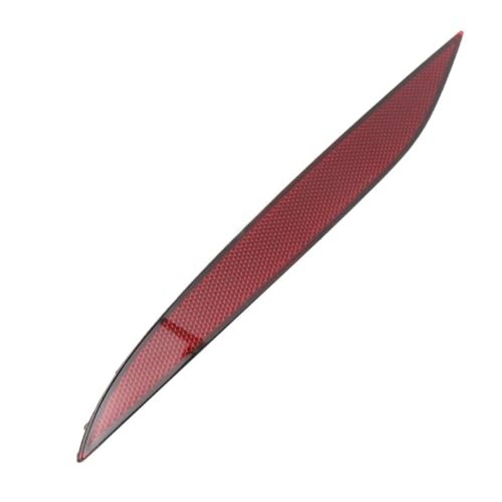 Red reflective bumper strip corner view with textured reflector surface