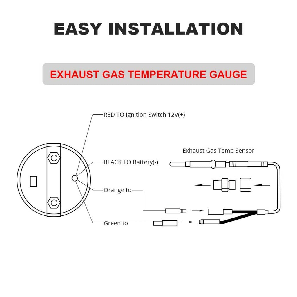 EGT gauge installation wiring diagram with exhaust gas temp sensor connections.