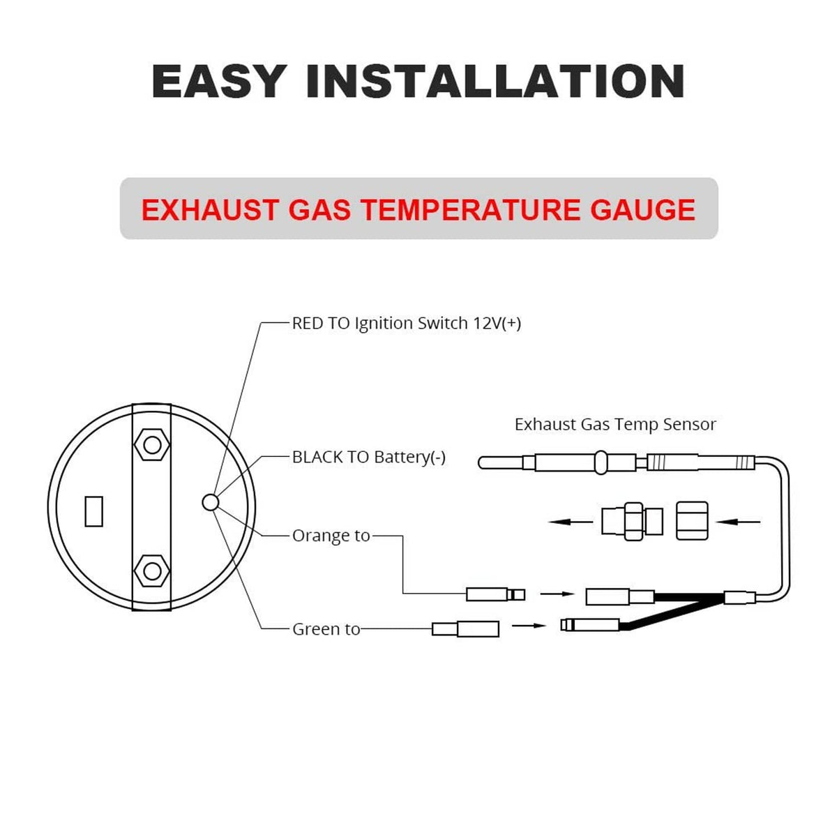 EGT gauge installation wiring diagram with exhaust gas temp sensor connections.