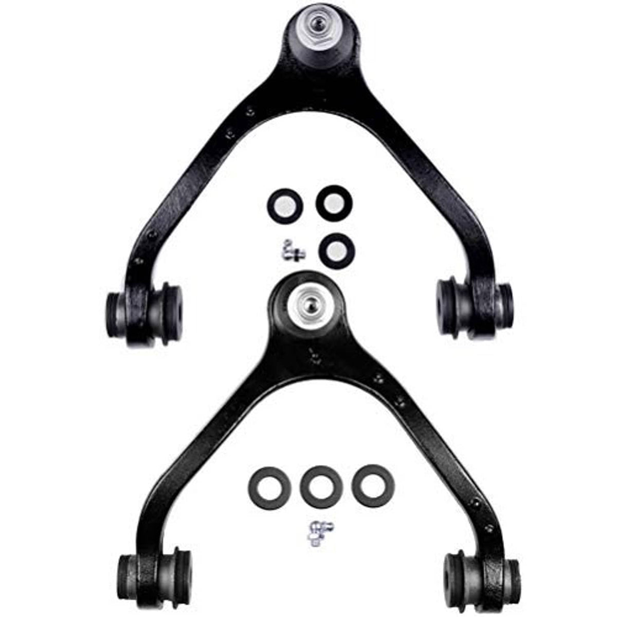 Black upper suspension control arm with ball joint and rubber bushing, single pair
