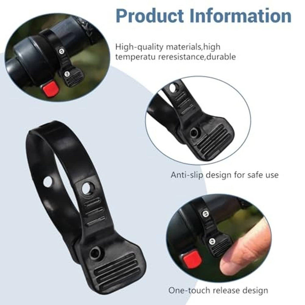 Black thumb throttle adapter with anti-slip mounting strap and one-touch release design