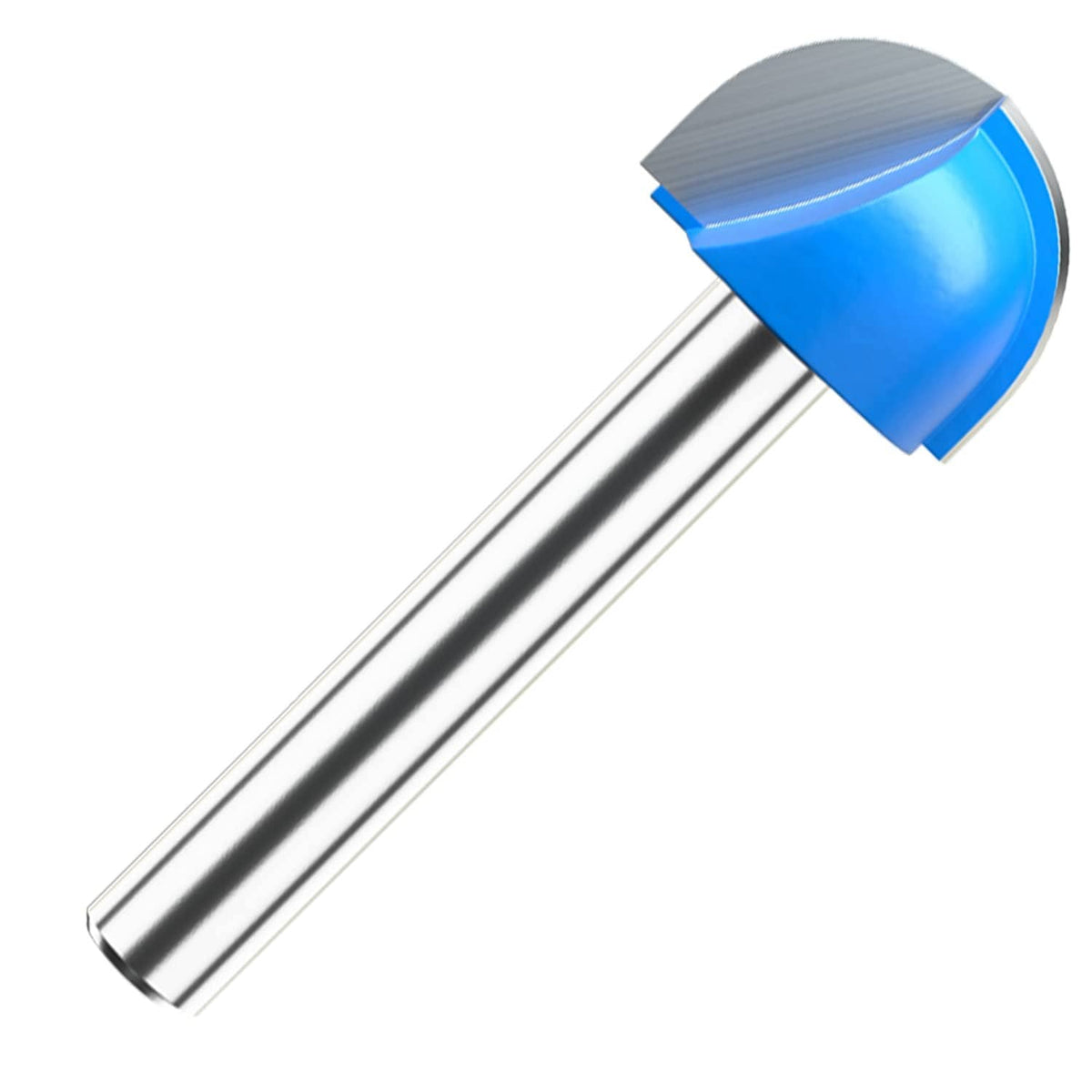 Single cove box router bit with blue cutter and silver steel shank