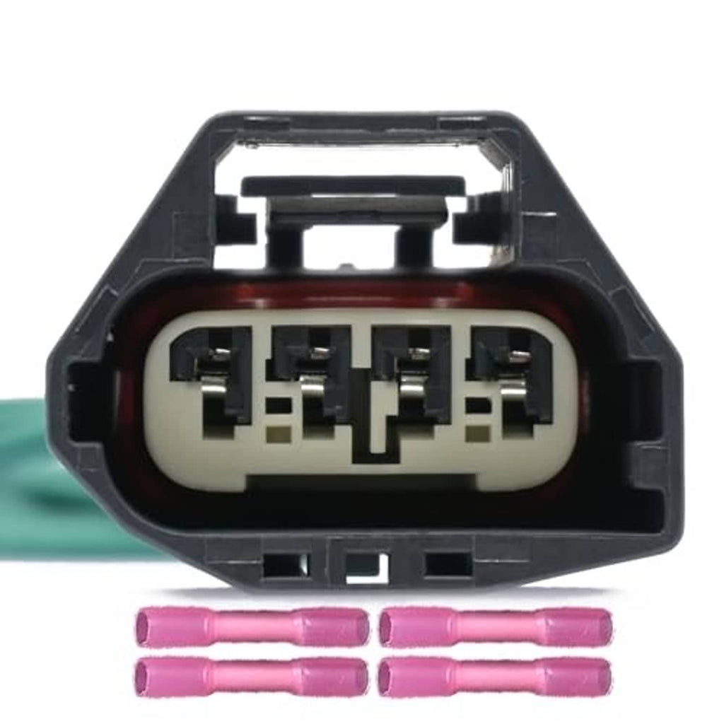 4-pin electrical connector plug with metal terminals and pink wire leads