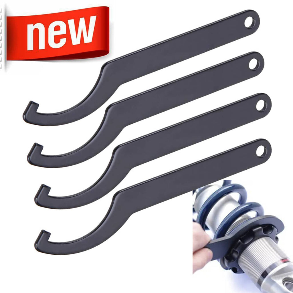 Universal motorcycle shock spanner wrench set, dark blue metal tools with hook tips