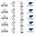 White RO 1/4 in quick-connect push-in plumbing fitting with blue release collar
