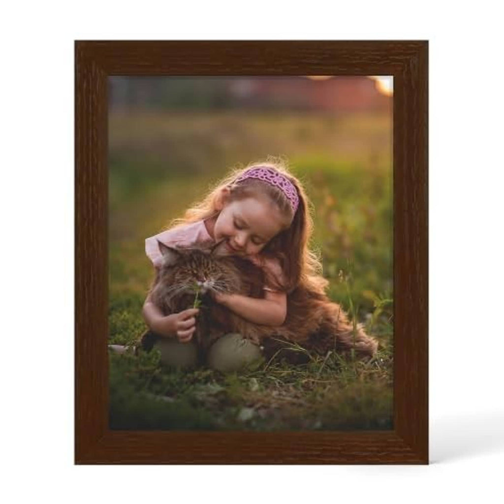 Walnut wood 8x10 picture frame with real glass and a portrait photo inside
