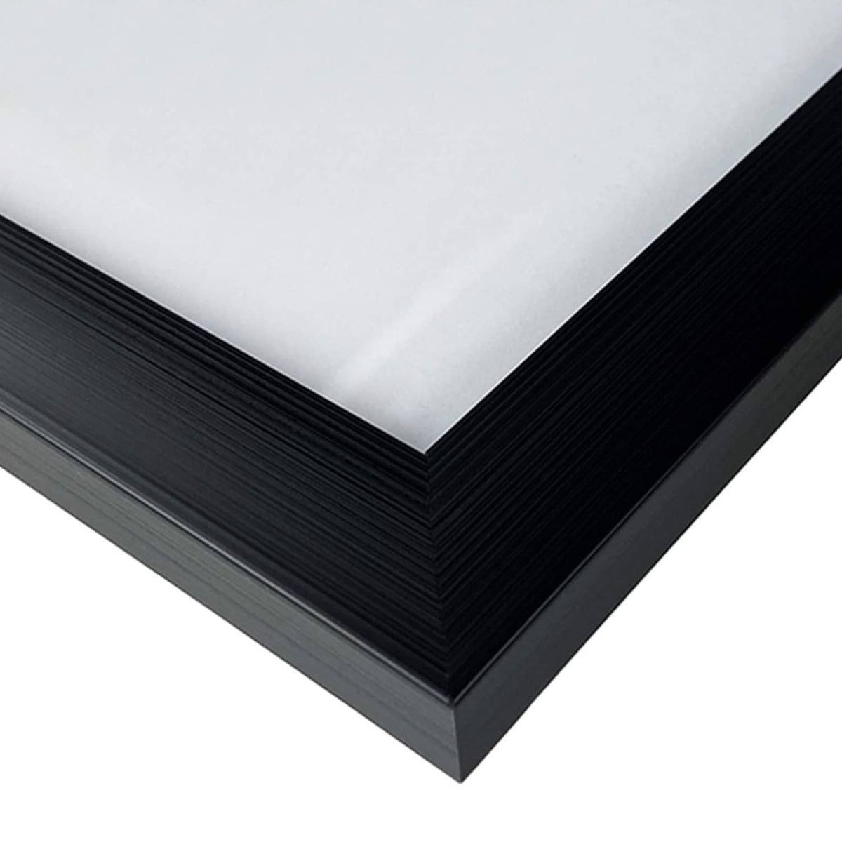 Black 8x10 frame corner with stacked trim profile