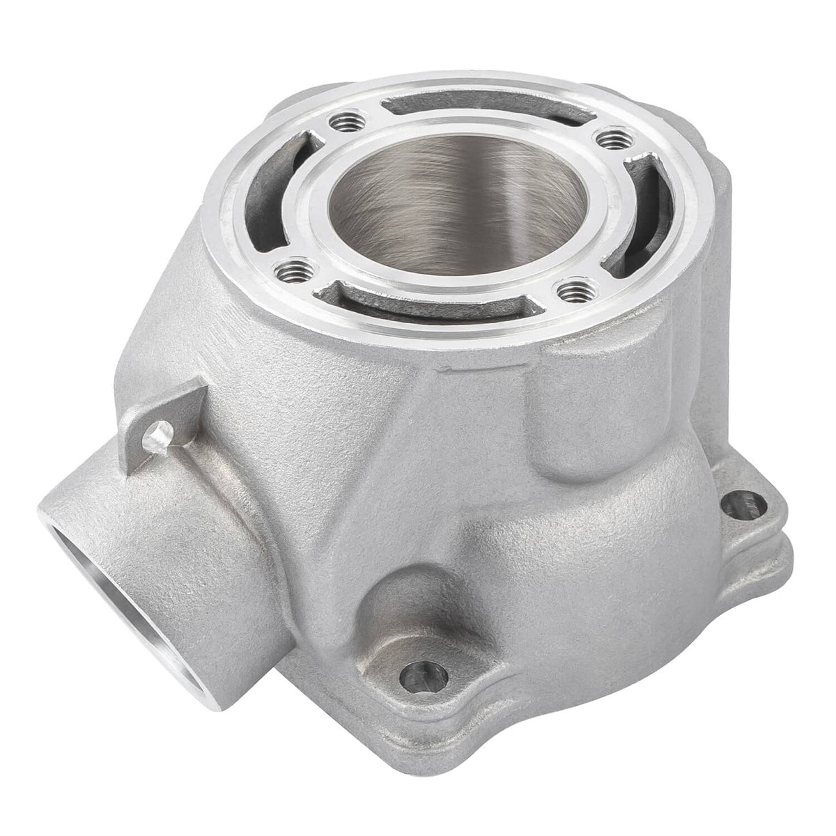 Stock bore cylinder assembly close-up with machined cylinder head opening