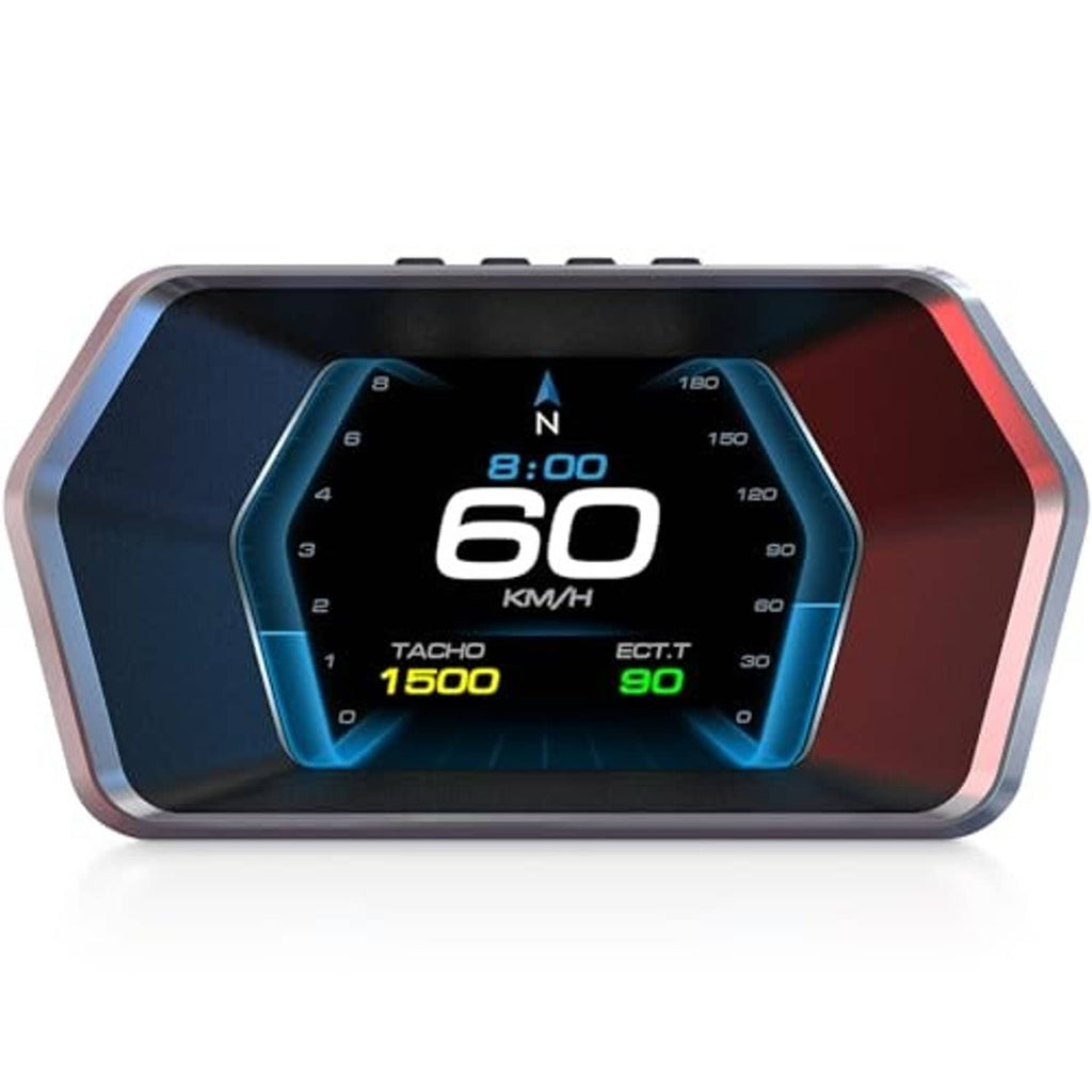 Car HUD heads-up display with blue screen and 60 km/h speed gauge
