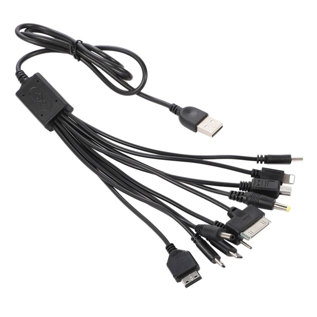 Black multi-charging cable bundle with USB and mixed plug adapters