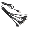 Black multi-charging cable bundle with USB and mixed plug adapters