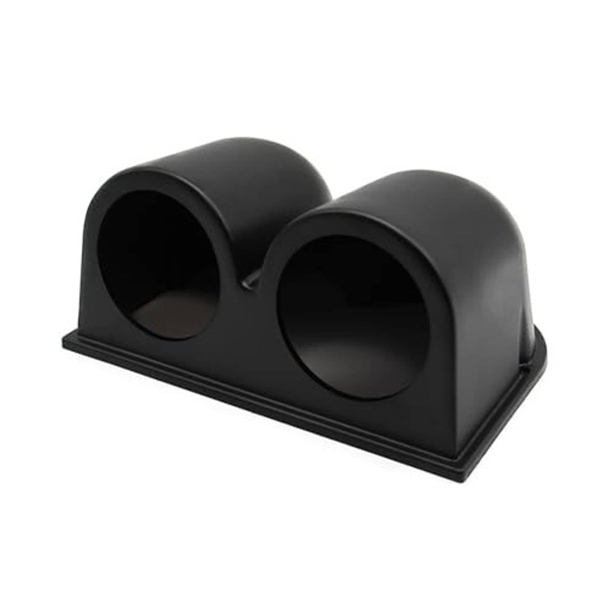 Black dual gauge dashboard pod in 3/4 view with two round openings