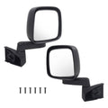 Pair of black manual folding side view mirrors with rectangular glass panels