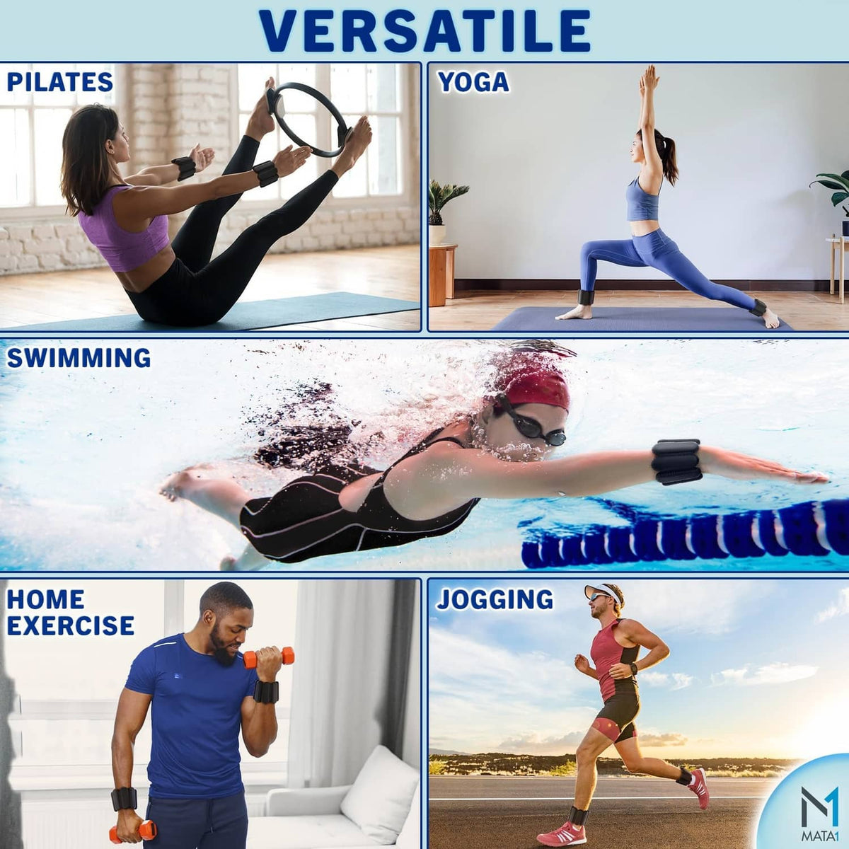 Black ankle and wrist weights on legs and wrists for workouts