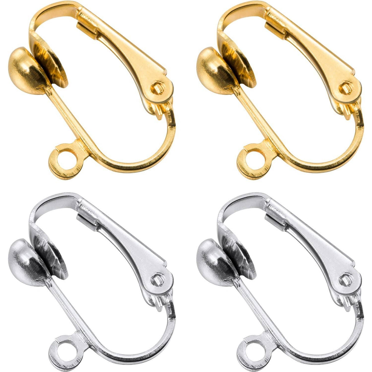 Gold-tone clip-on earring converter, hinged loop with easy open clasp