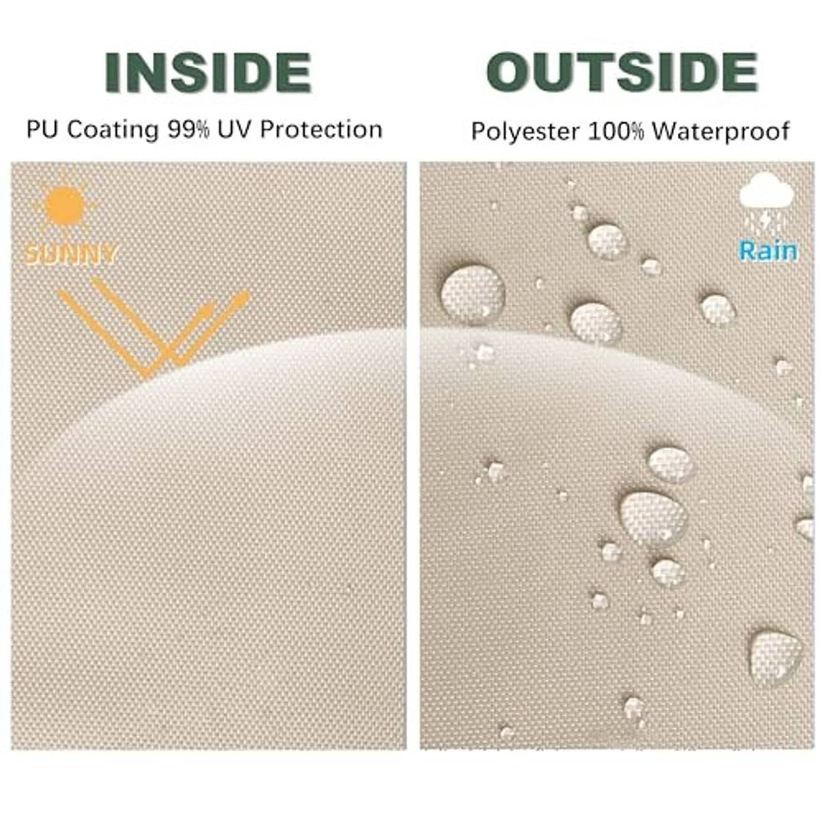 Light beige waterproof gazebo canopy fabric texture with water droplet pattern