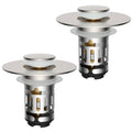 Brushed nickel bathroom sink drain strainer set with round pop-up stopper tops