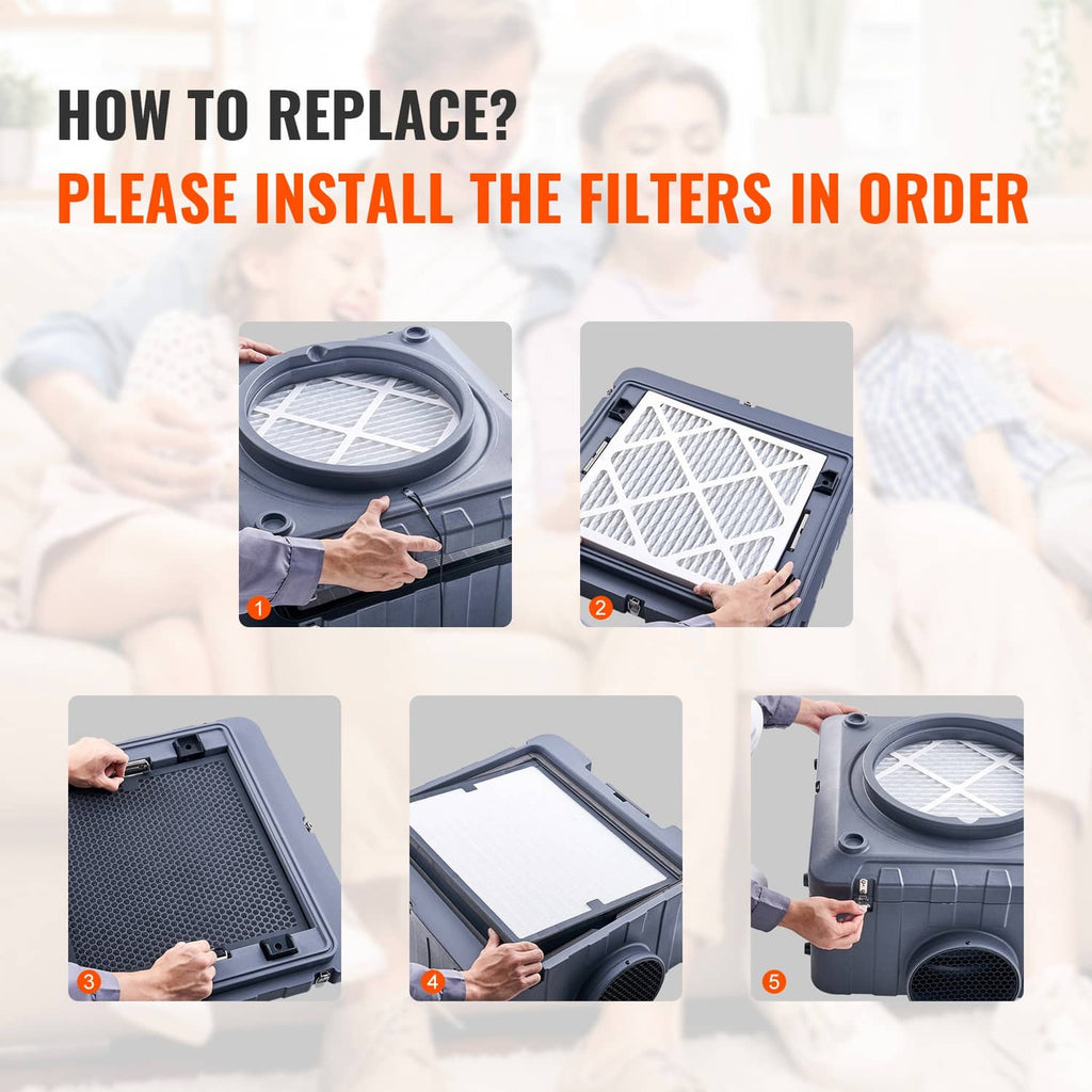 HEPA air filter replacement with dark frame and white pleated media