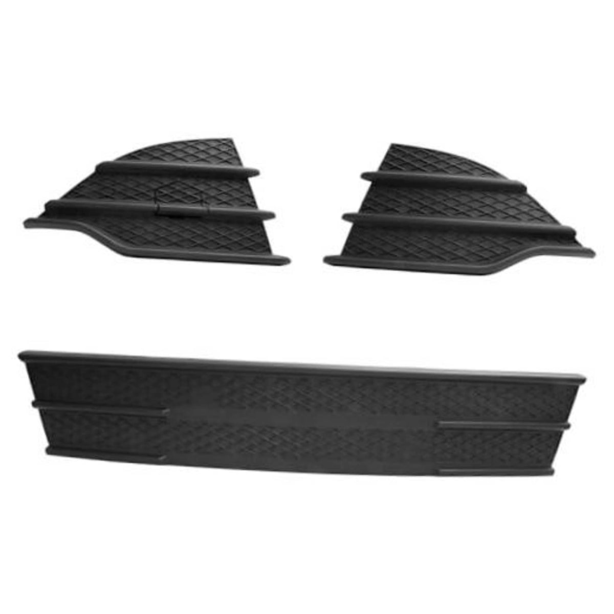Front lower grille insert set, black plastic with diamond mesh pattern