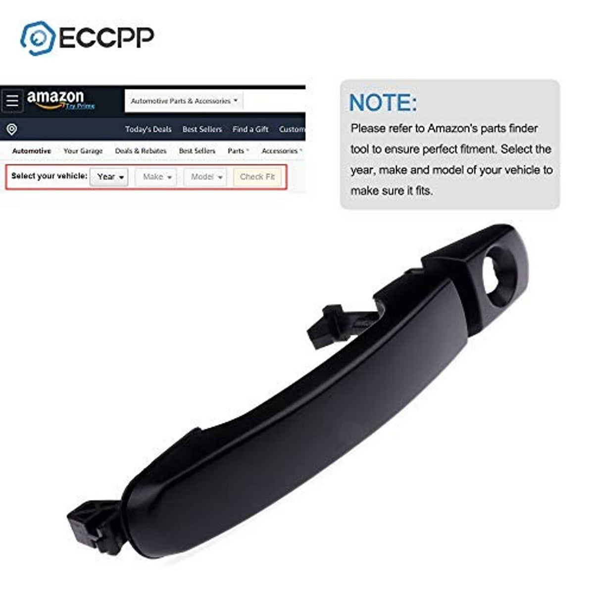 Exterior door handle, matte black side view, with round key cylinder opening