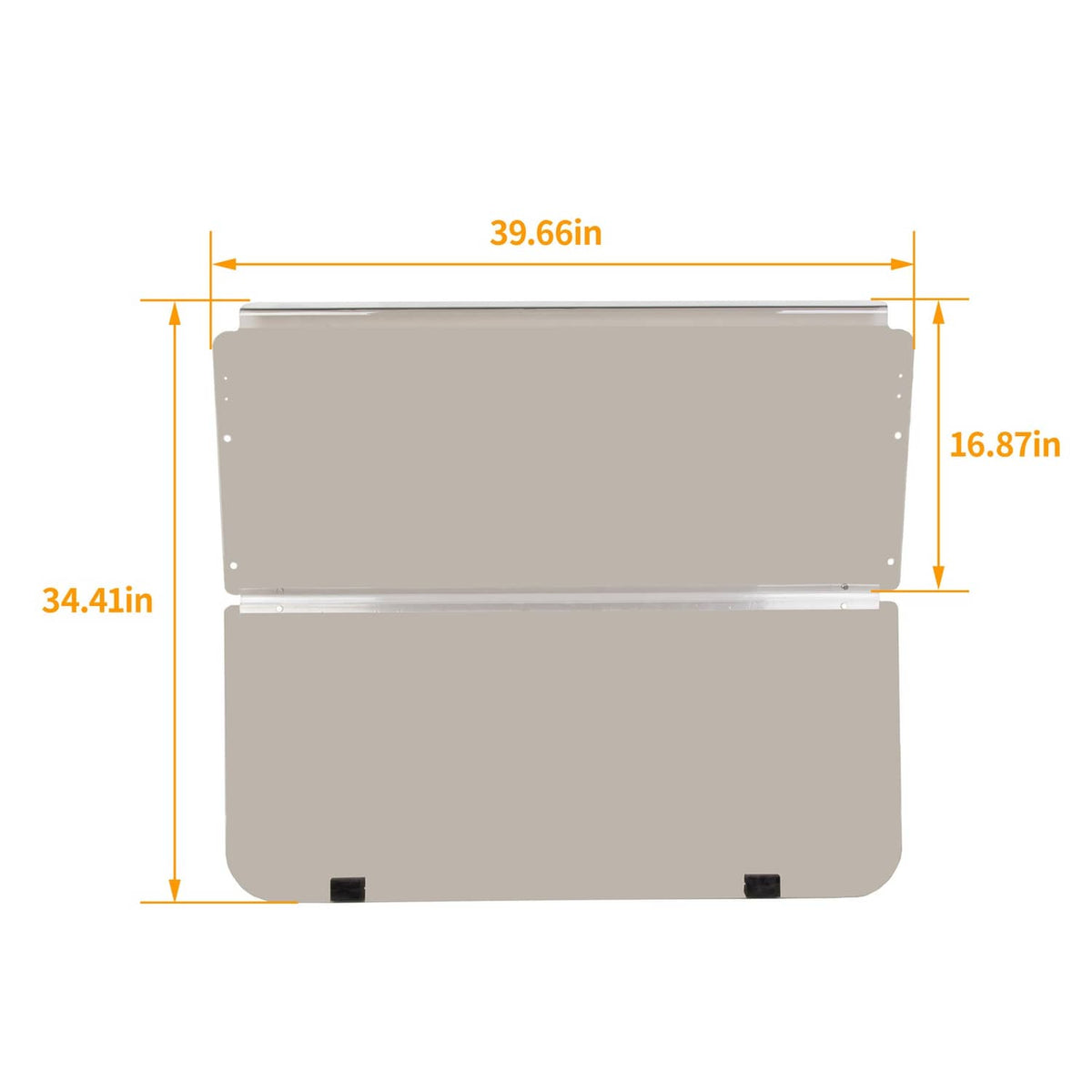 Tinted folding golf cart windshield windscreen panel with frame and mounting points