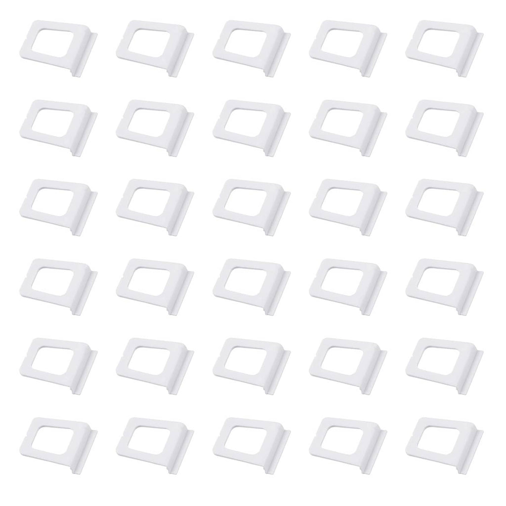 White plastic window screen pull tabs, set of multiple pieces