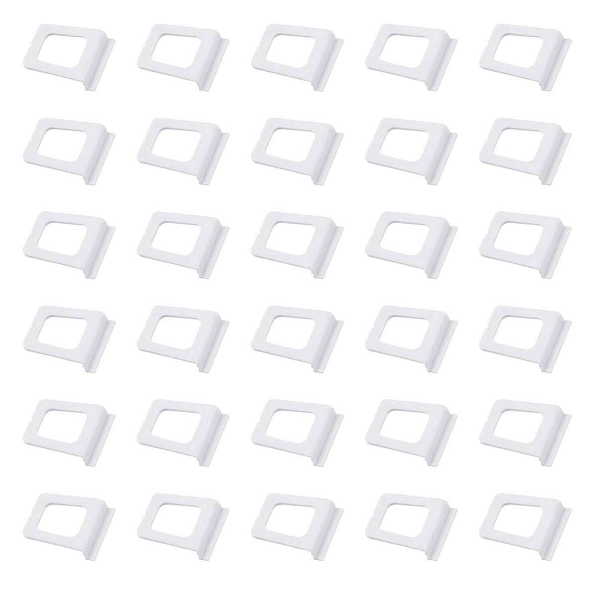 White plastic window screen pull tabs, set of multiple pieces