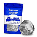 Stainless serrated flange hex lock nuts, 3/8-24 thread, 25-pack with one loose nut