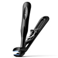 Black ergonomic toenail clippers with medium handle and hinged cutting head