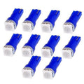 Set of 10 blue T5 wedge LED bulbs with clear lens and metal contact base