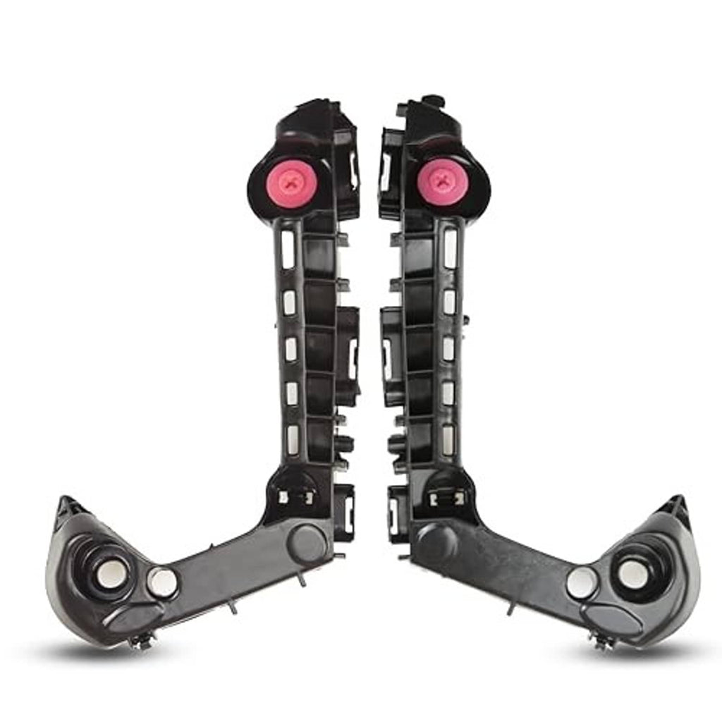 Front bumper bracket retainer pair, black frame with pink inserts and round mounting holes