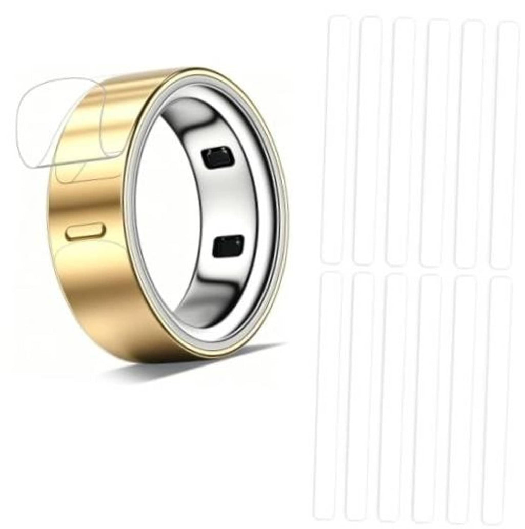 Clear protective ring film for gold smartwatch ring, curved edge wrap