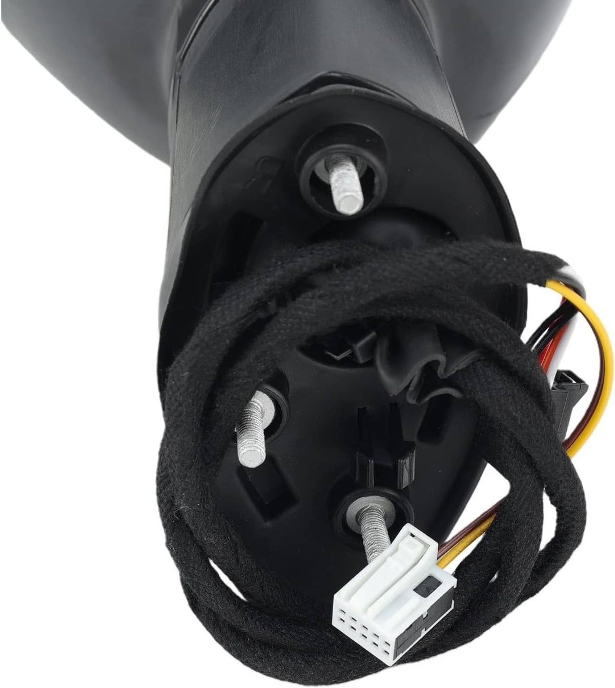 Heated side mirror wiring connector with mounting screws and plug