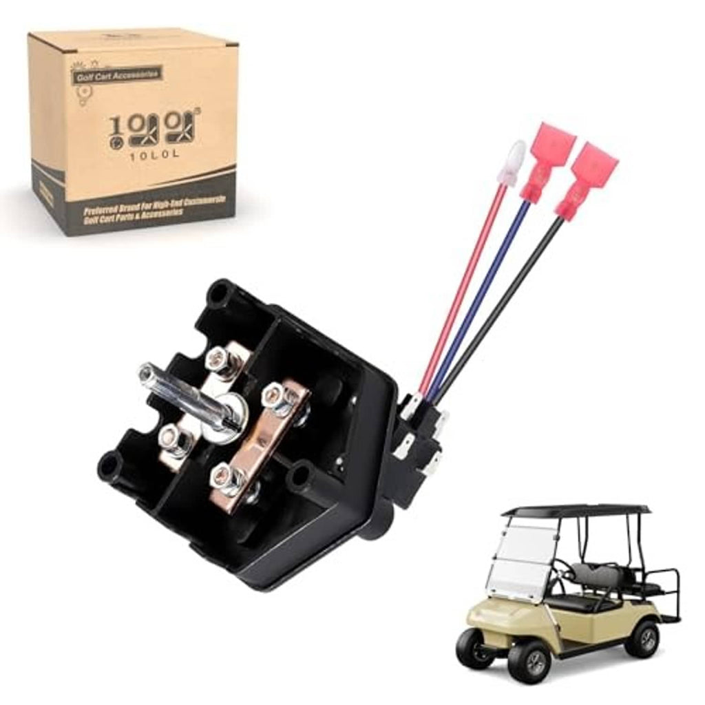 Golf cart forward/reverse switch assembly with connected wire harness and terminal block
