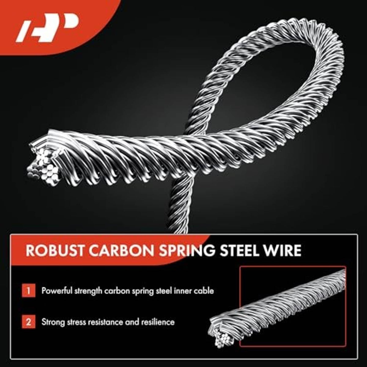 Spring steel wire inner cable coil with silver metallic strands