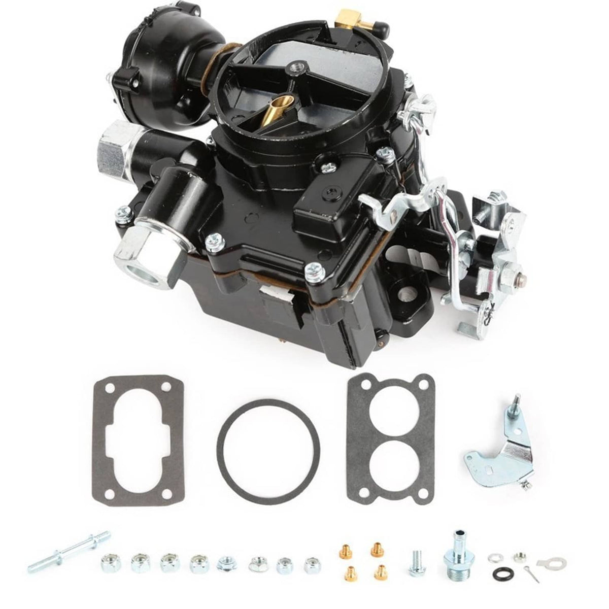 Marine carburetor with choke, two gaskets, and assorted small mounting parts