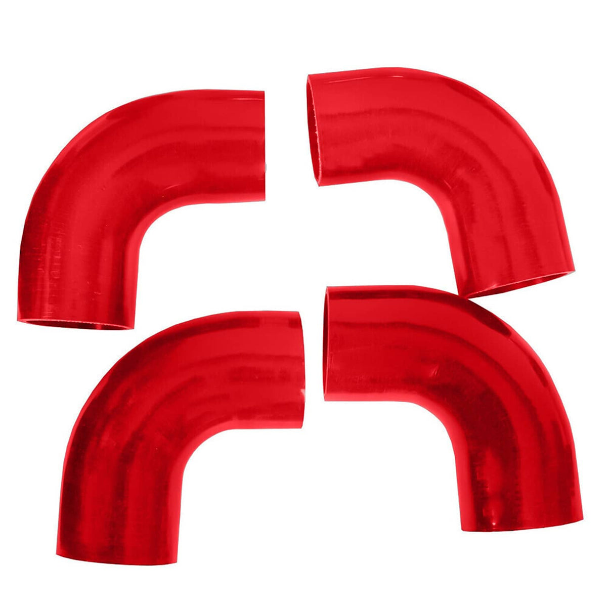 Red silicone 90-degree intercooler coupler elbows, 3-piece set