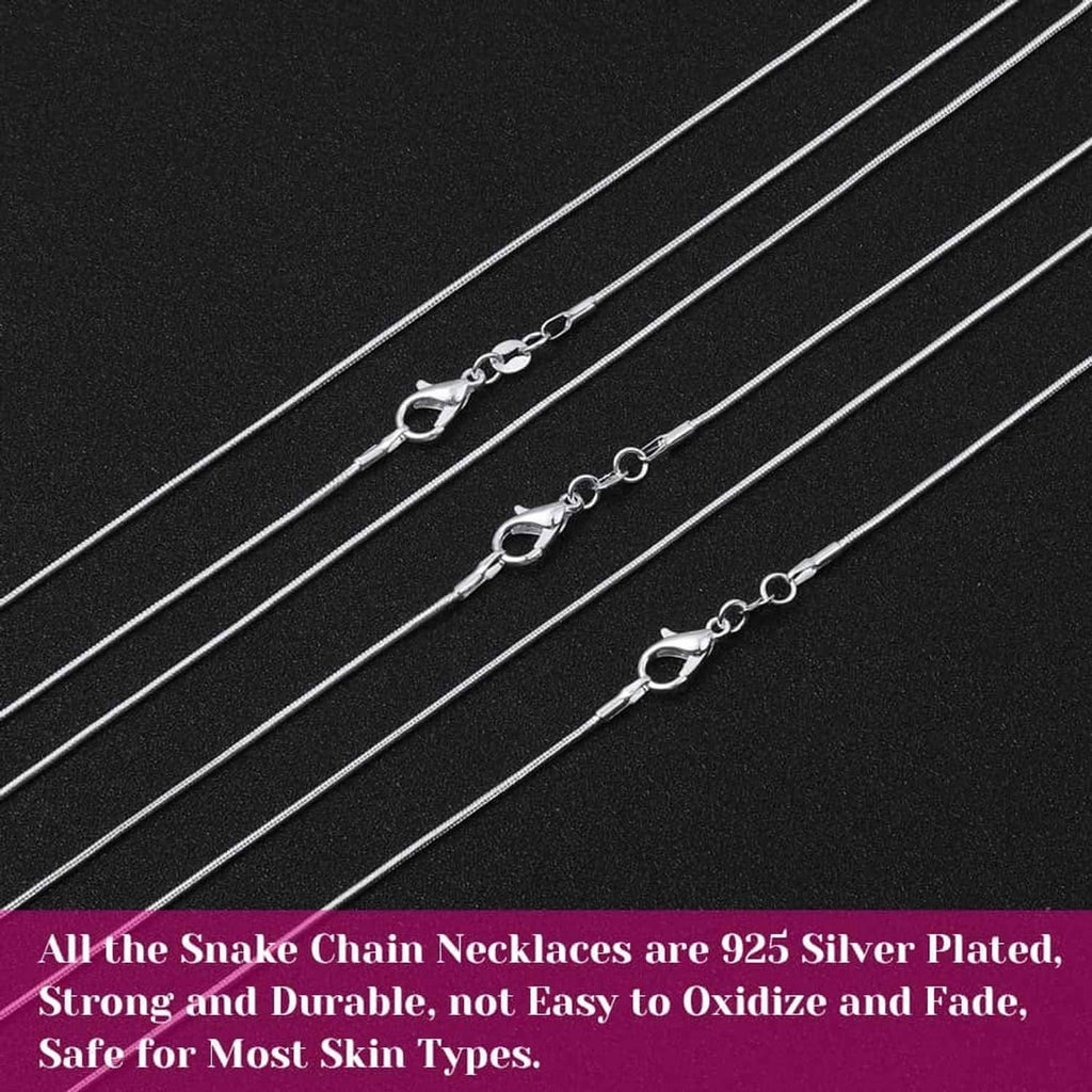 Silver-plated snake chain necklace with lobster clasp and oval link connectors