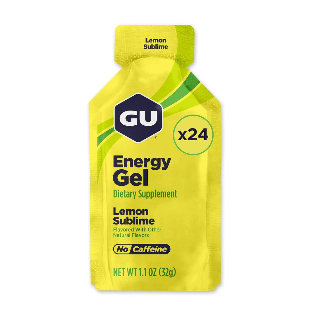 GU Energy Gel packet, Lemon Sublime flavor, x24 count, no caffeine