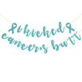 Sky blue glitter script banner with ribbon ties, 'Kick cancer' lettering across