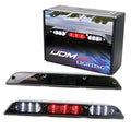 Smoked-lens LED high mount third brake light assembly with red and white LED bars