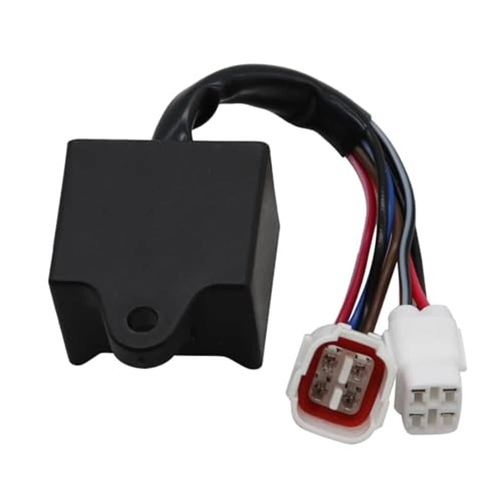Black CDI ignition control box with black lead wire and two white plug connectors