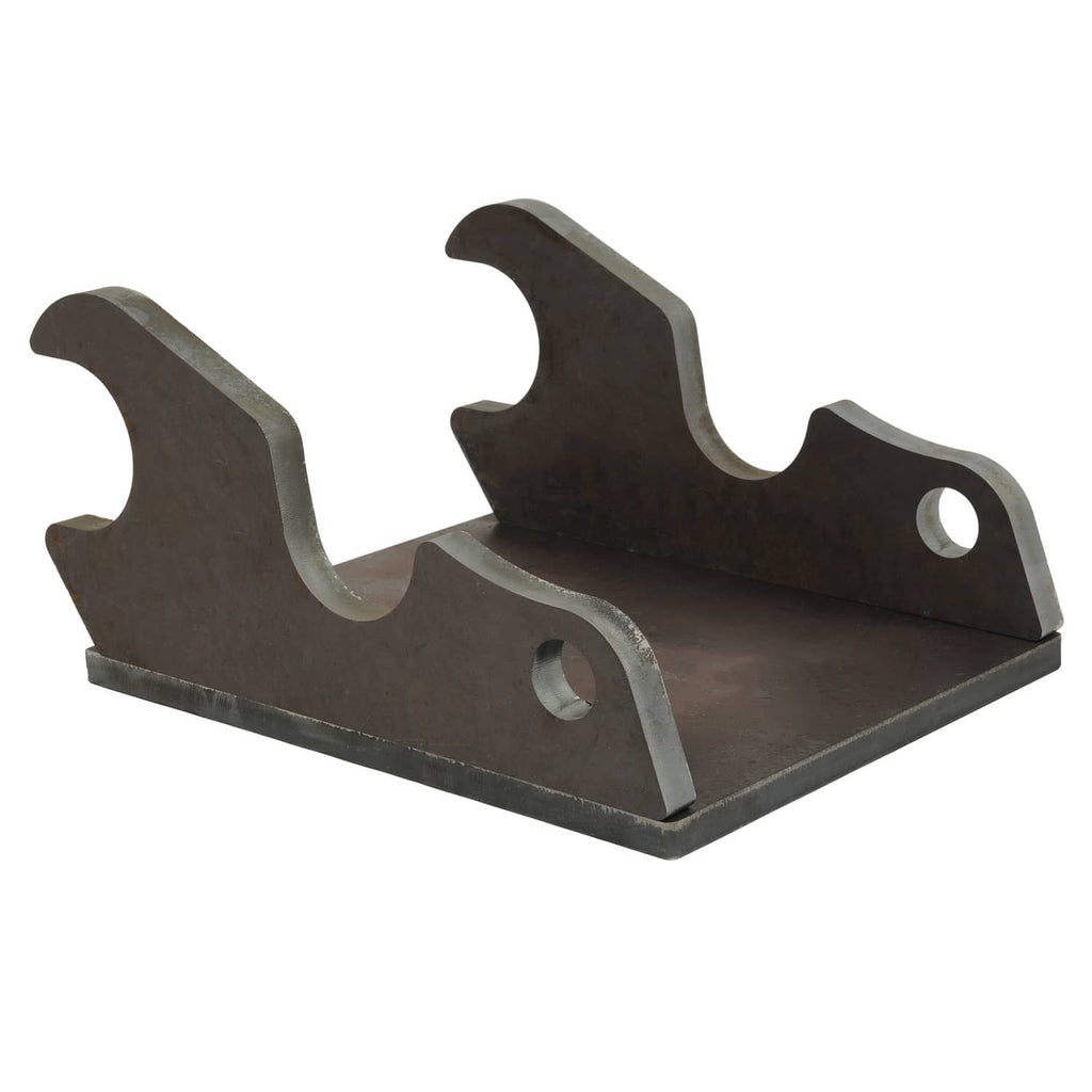 Steel quick attach bracket set with bucket-ear supports and two mounting holes