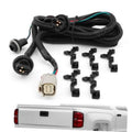 Black tail light wiring harness with round connectors, beige multi-pin plug, and mounting clips