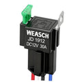 4-pin SPST fuse relay switch with green fuse holder and metal mount tab (WEASCH JD1912)