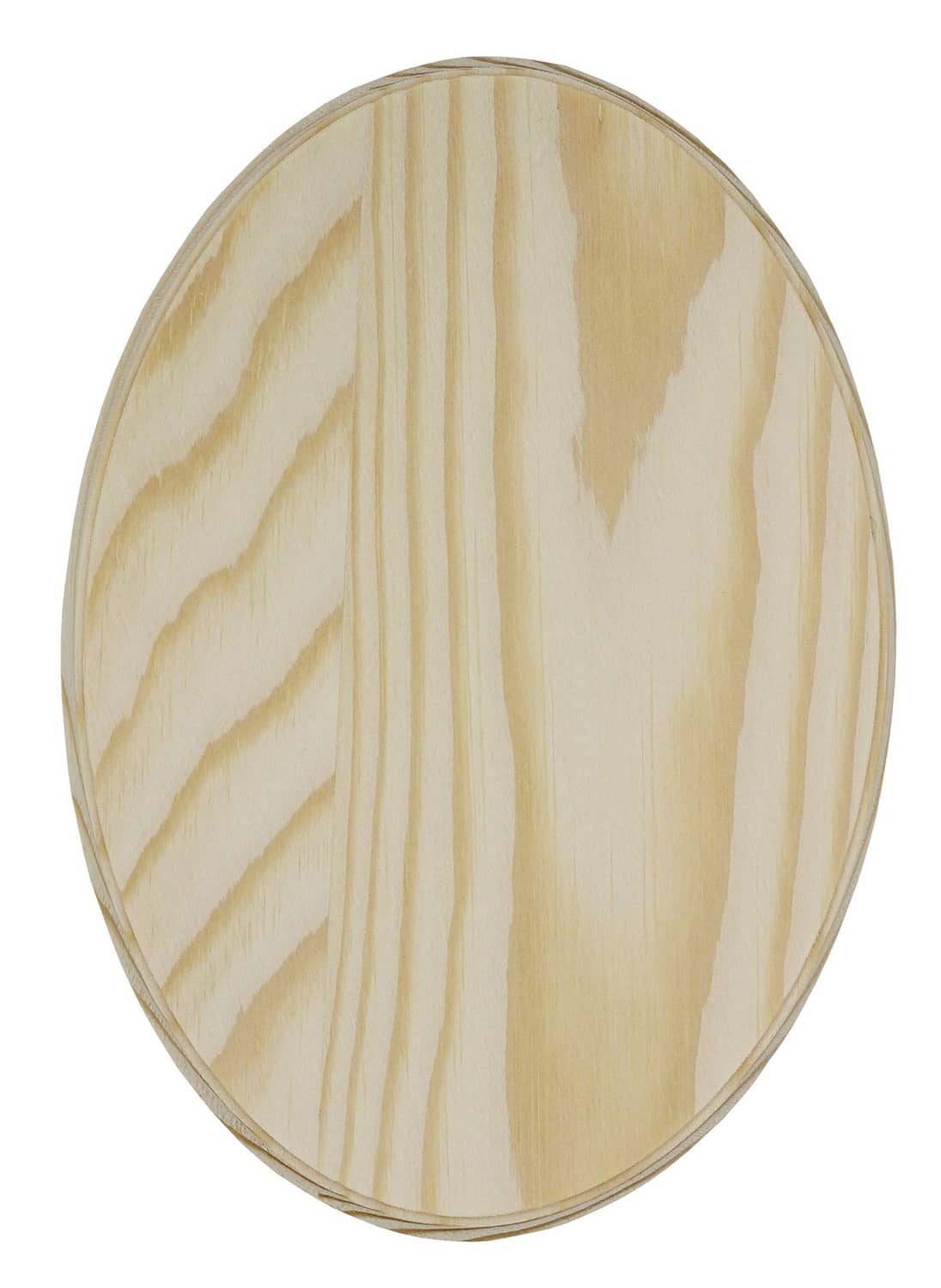 Unfinished light wood oval plaque, blank surface for DIY crafts